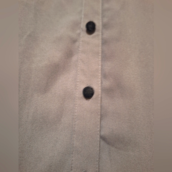 Anthropologie Daniel Rainn Large Grey sheer black velvet button longsleeve shirt - Picture 5 of 7